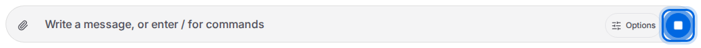 Message field with the Stop button in place of Send